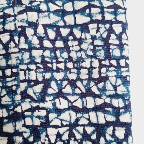 TORY BURCH / Slim Crop Ponte Pants Blue Tribal Print Sz XS - Picture 6 of 11
